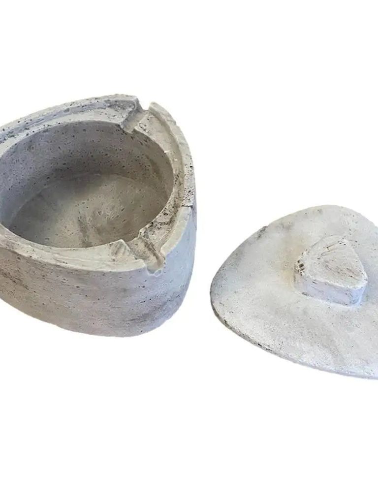 Zement Aschenbecher mit Deckel Beton Behälter Handgemacht aus Deutschland