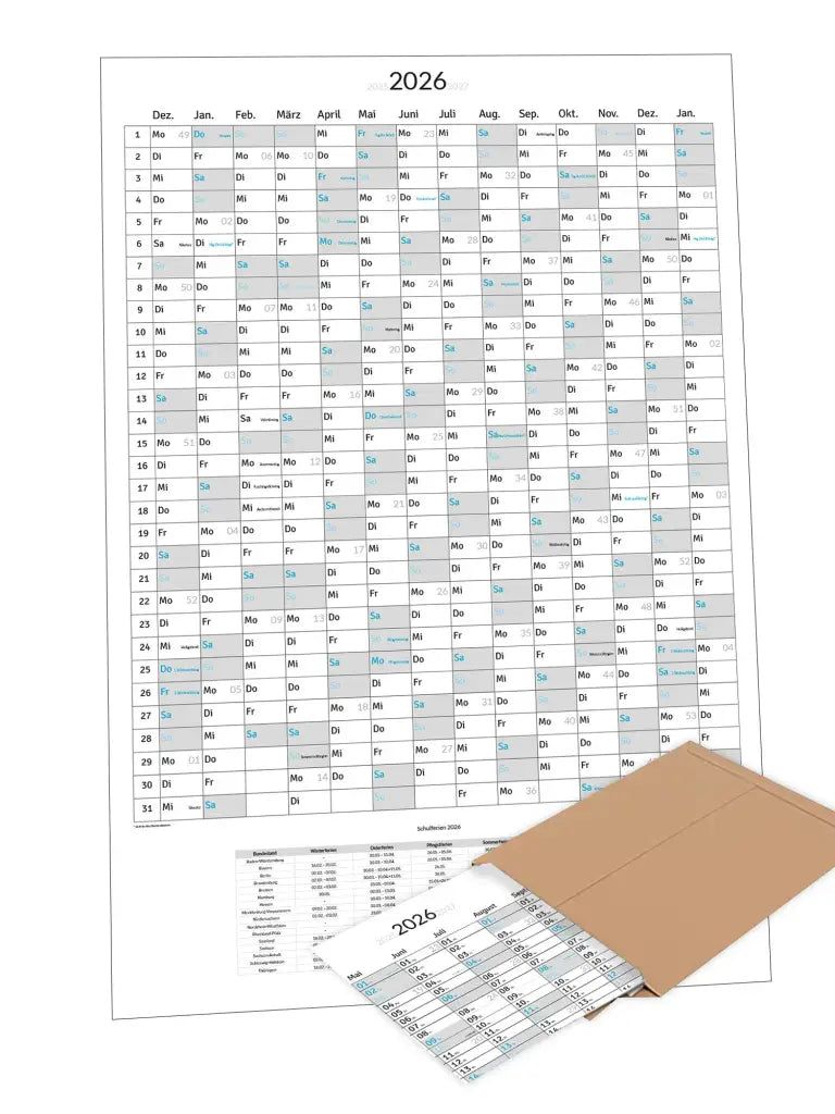 XXL Jahreskalender 2026 – Wandkalender 100x70cm - Hochformat