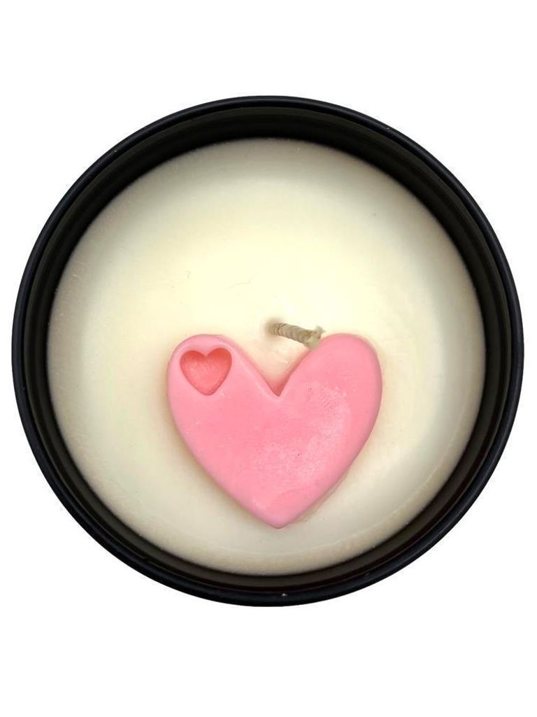 Valentinstag Duftkerze in schwarzer Dose aus Bio Sojawachs, naturreinen ätherischen Öl, Kerzen Handmade über 40h Brenndauer - Made in Germany