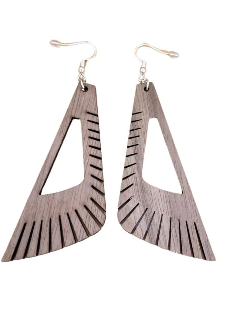 Nordische Ohrhänger 'Runenschuppe' – Handgemacht aus echtem Nussbaum & 925