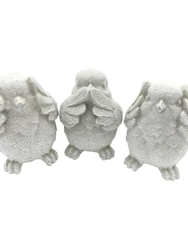 Küken Deko Figur Nichts Hören, Nichts sehen, Nichts Sagen aus Zement Skulptur Dekoration 8cm 3er Set