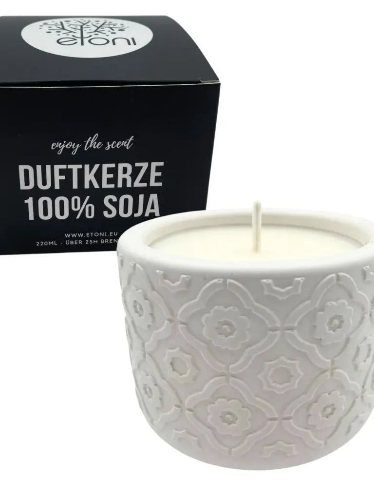 ETONI Handgemachte Duftkerze mit Einzigartigem Gefäß & Natürlichem Holzdocht –